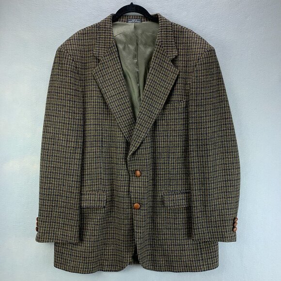 Woolrich Other - **SOLD**Woolrich Wool Blazer Mens 42L 42 Long Brown Green Black Leather Knot